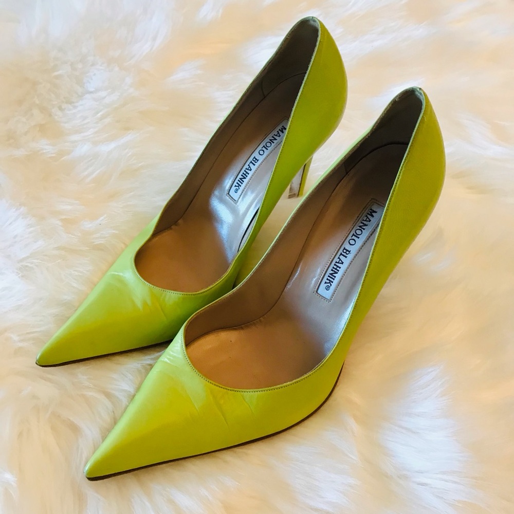 Manolo Blahnik BB pumps 105MM Lime green 38